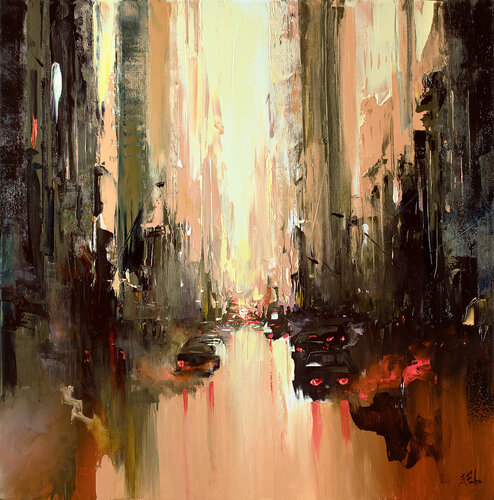 Abstract City painting Bozhena Fuchs