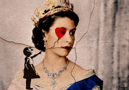 Farewell to Love and a real Queen     ( after a wall art work by Banksy ) Thomas Dellert