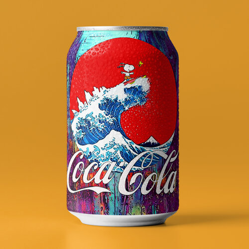Snoopy : Coca cola Pop Art orange mécanique Benny Arte