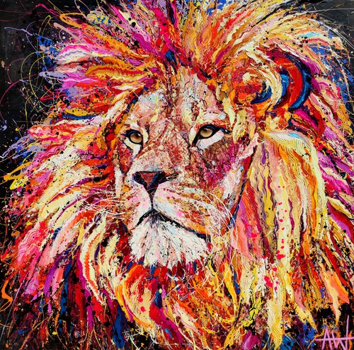 Mufasa - Very large oil painting Angie Wright