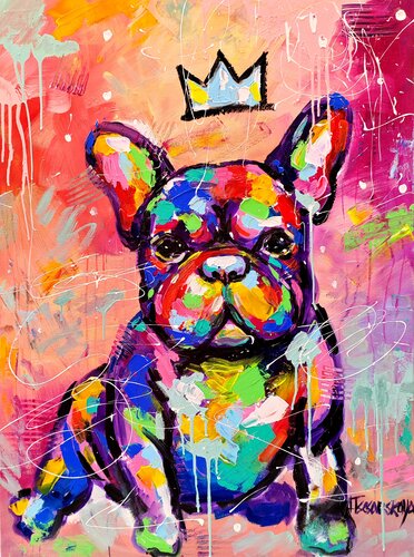 Adorable franch bulldog 2- colorful portrait dog Aliaksandra Tsesarskaya