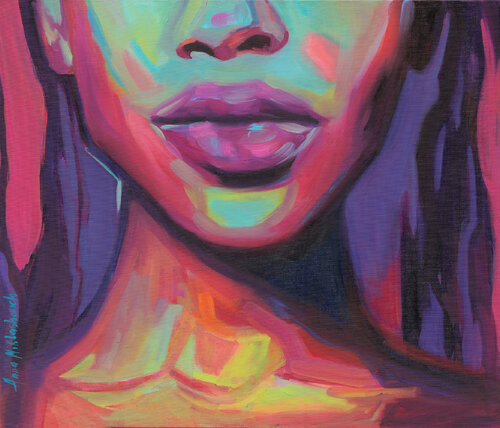 Vibrant Abstract Portrait of a Black Queen - Original Oil Painting on Canvas Anna Miklashevich