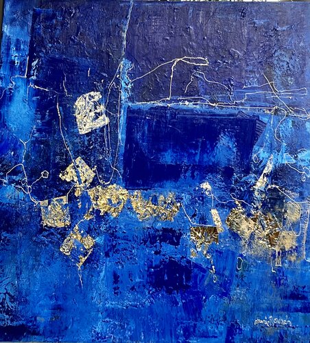 Gold and blue abstract Marie Rouach