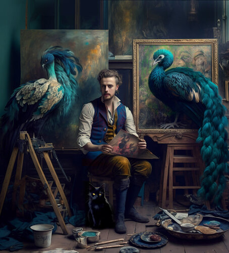 Der junge Maler im Atelier (Version 3) Volker Rossenbach