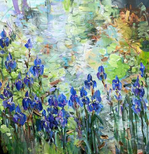 Blue irises at the pond Irina Laube