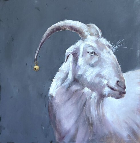 Portrait of a goat with a jingle bell. Igor Shulman
