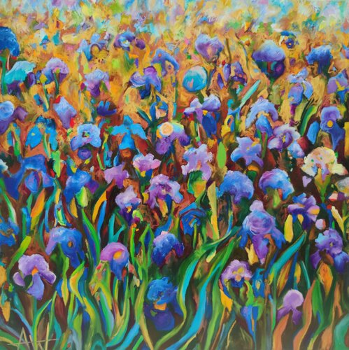 Blue Iris Field Flowers Angie Wright