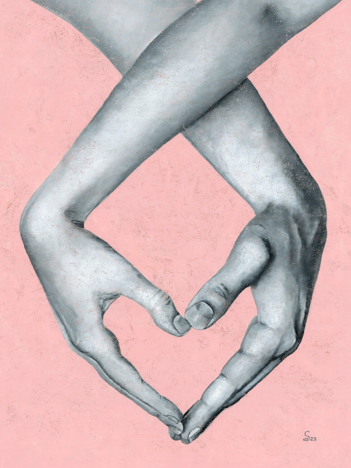 Together Forever | Two monochrome hands in a heart gesture