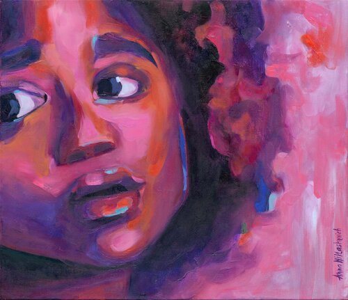 Portrait of a Young African American Female Embracing Childlike Curiosity Anna Miklashevich