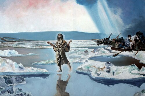 Jesus Crossing the Delaware Ken Vrana